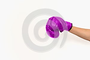 purple boxing glove on white background