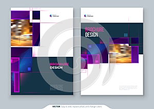 Purple Brochure Cover template layout design. Corporate business annual report, catalog, magazine, flyer mockup