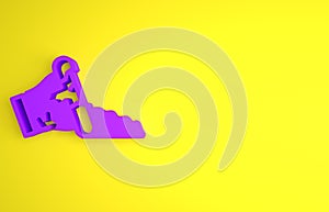 Purple Broken pot icon isolated on yellow background. Minimalism concept. 3D render illustration