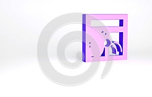 Purple Broken window icon isolated on white background. Damaged window. Beaten windowpane concept. Vandalism. Minimalism