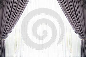purple brown window curtains transparent white underwear