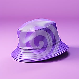 Purple Bucket Hat On Pink Background: Shiny, Textured, Surrealistic Design