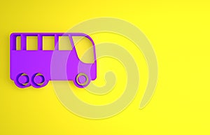 Purple Bus icon isolated on yellow background. Transportation concept. Bus tour transport. Tourism or public vehicle