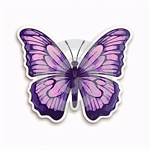 Purple butterfly sticker isolated on white background. Vector illustration for your design