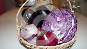 Purple cabbage and red onion