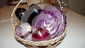 Purple cabbage and red onion