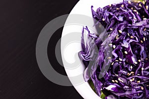 Purple cabbage slaw with sesame seeds