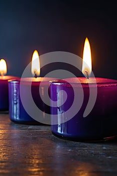 purple candles with the purple stars on them Radiant Glow The Purple Scented Candles Collection