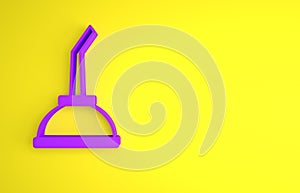 Purple Canister for motor machine oil icon isolated on yellow background. Oil gallon. Oil change service and repair