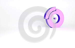Purple Car brake disk with caliper icon isolated on white background. Minimalism concept. 3d illustration 3D render
