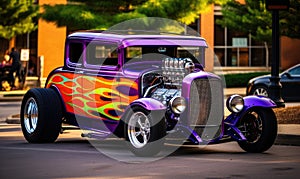 Purple Car With Flames Painted on It