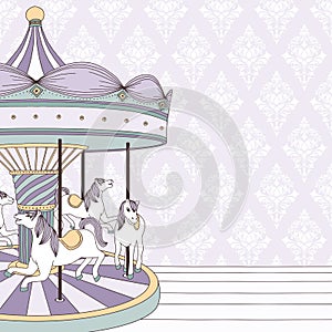 Purple carousel with horses