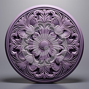 Purple Carved Stone Circular Pattern: Detailed And Decorative Floral Motifs