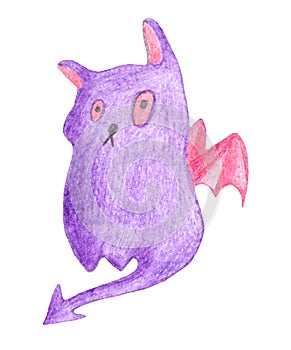 Purple cat monster with wings