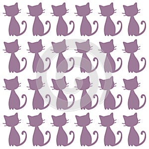 Purple Cats Halloween Pattern Texture Background
