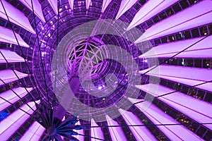 Purple ceiling of sony center Berlin