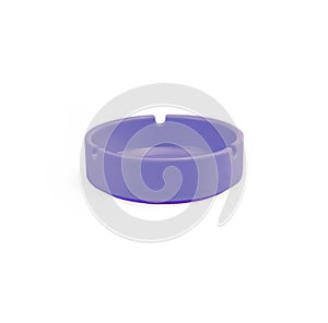 Purple ceramic ashtray isolated on white background.