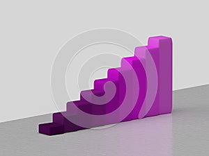 Purple chart or graph grot up with abstract cuboid shaped on isolated background