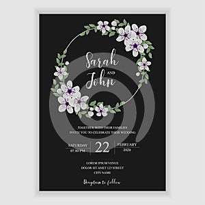 Purple cherry blossom wedding invitation card set