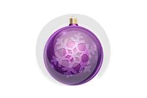 Purple christmas ball isolated on white background. Christmas decorations, ornaments on the Christmas tree