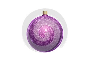 Purple christmas ball isolated on white background. Christmas decorations, ornaments on the Christmas tree