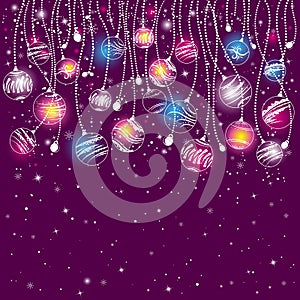 Purple christmas card, vector
