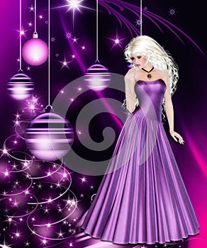 Purple Christmas Holiday Woman