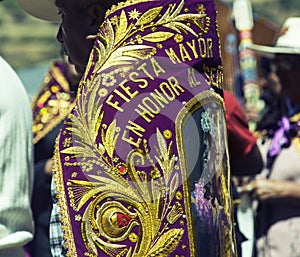 purple clothes and gold threads, used by parishioners in the main festival of apurimac, lord of the souls of chalhuanca national