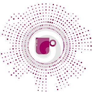 Purple Coffee cup icon isolated on white background. Tea cup. Hot drink coffee. Abstract circle random dots. Vector