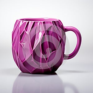 Purple Coffee Cup With Sculpted Impressionism Design
