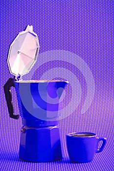 Purple coffee time with moka espresso photo