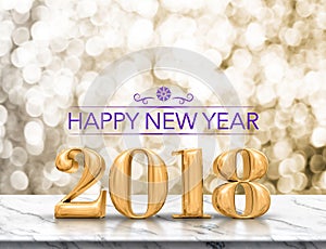 Purple color Happy new year 2018 gold glossy 3d rendering on