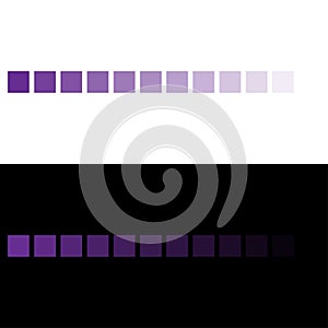 Purple color palette fading into transparency. Purple color spectrum
