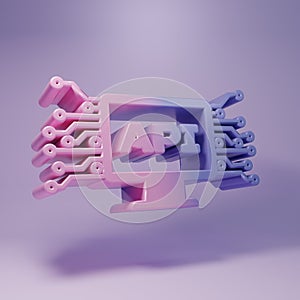 Purple Computer api interface icon isolated on purple background. Application programming interface API technology