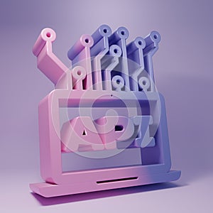 Purple Computer api interface icon isolated on purple background. Application programming interface API technology