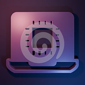 Purple Computer processor with microcircuits CPU icon isolated on purple-blue background. Chip or cpu with circuit board