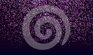 Purple Confetti. Gold Glitter Particles. Vector