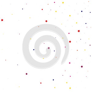 Purple Confetti Poster. Red Starry Festive. Blue Stars Cosmos. Coral Vector Isolated. Pink Pattern Background. Yellow Texture Invi