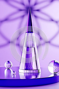 Purple Conical Glass Perfume Bottle - 3D Illustration Render