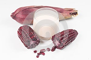 Purple corn cob and corn juice (corn milk)