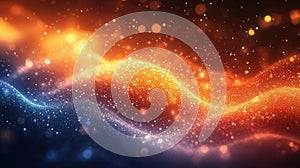 Starry sky with orange waves