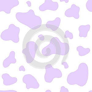 Purple cow seamless pattern. Vector abstract background with hand drawn stains on a white background