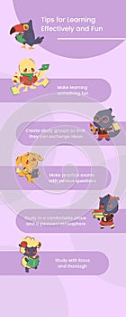 Purple Creative Tips for Learning Effectively and Fun Infographic photo