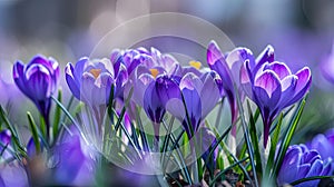 purple crocus flowers in full bloom, radiating a sense of renewal and vitality.