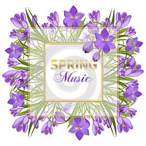 Purple crocuses in the snow vector. photo
