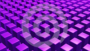Purple cuboid geometric background, perspective pattern wallpaper 3d illustration photo