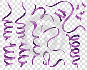 Purple Curly and glossy ribbon isolated over the background, se