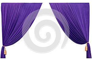 Purple Curtain theatre isolated on white background and texture