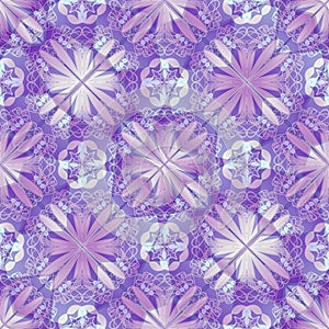 Purple decorative background tile with geometric floral motif