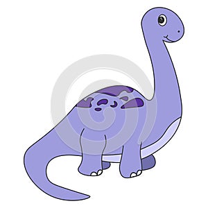 Purple Dinosaur brachiosaurus cartoon isolated cute illustration